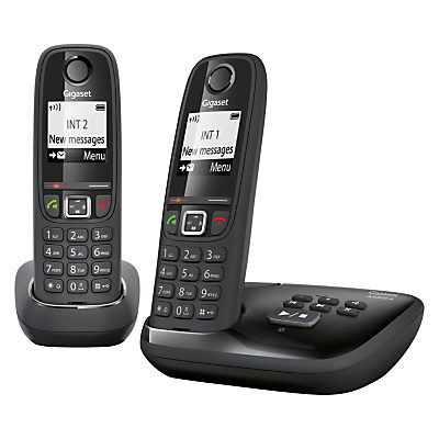 Gigaset AS405A Digital Cordless Telephone with Answering Machine, Duo DECT, Black Gigaset AS405A Digital Cordless Telephone with Answering Machine, Duo DECT, Black